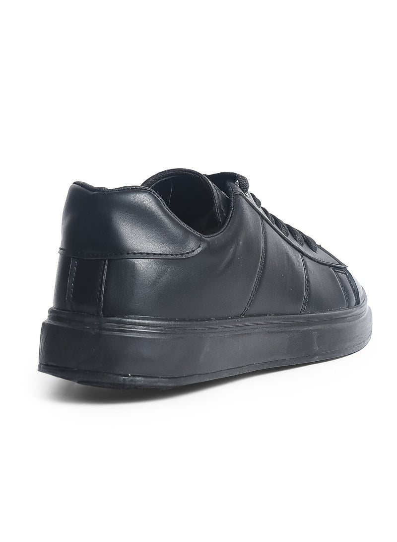 Desert Men's Minimalist Lace-up Black Flat Sneakers - Image 4