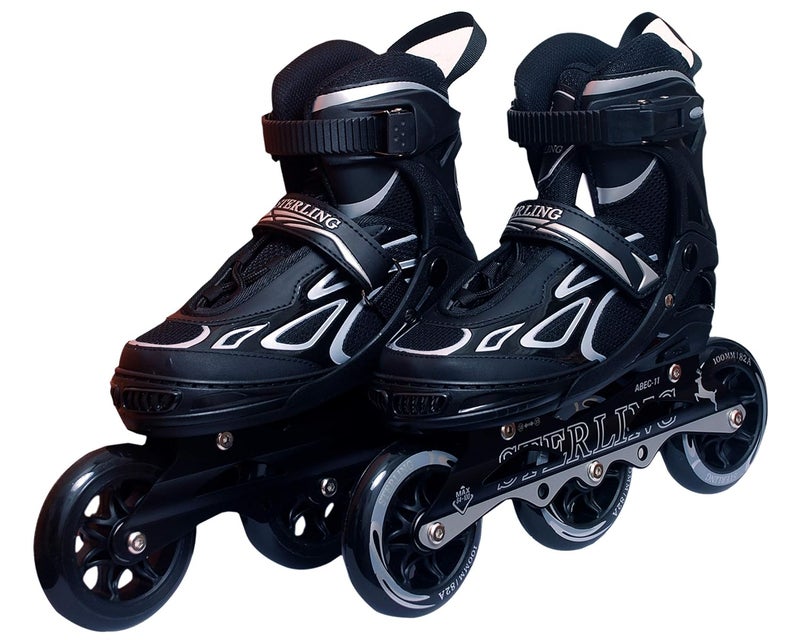 SLYK Sterling 100mm Inline Skates, 3 Wheels Adjustable Inline Skates, 85A Hardenss PU Speedy Wheels with ABEC-11 Bearings, Triskates for Children to Adults (Black, Medium (Euro Shoe Size 35 to 38)) - Image 2