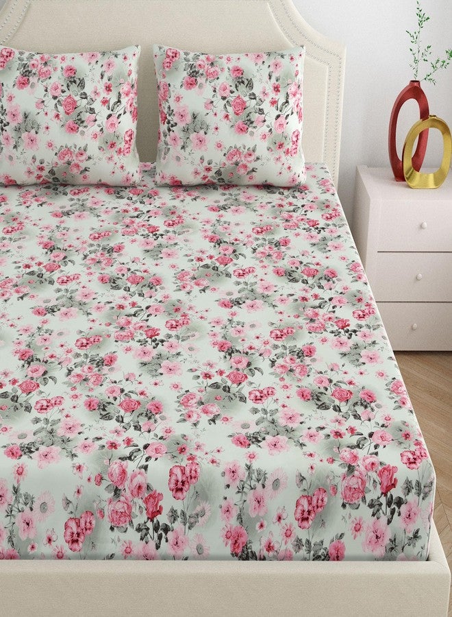 Dreamscape Microfiber Wrinkle & Fade Resistant Double Bedsheet with 2 Pillow Covers (Size 87 x 94 inches, 140TC, Colour - Pink) - Image 3