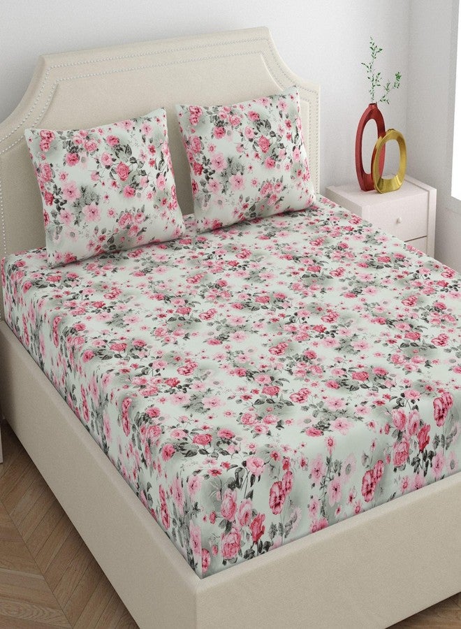 Dreamscape Microfiber Wrinkle & Fade Resistant Double Bedsheet with 2 Pillow Covers (Size 87 x 94 inches, 140TC, Colour - Pink) - Image 1