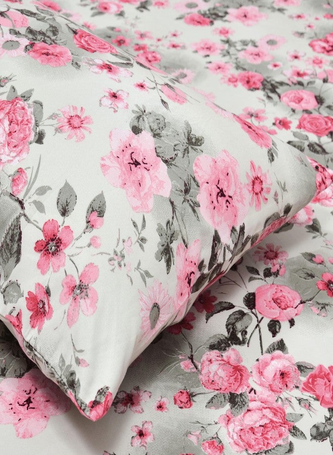 Dreamscape Microfiber Wrinkle & Fade Resistant Double Bedsheet with 2 Pillow Covers (Size 87 x 94 inches, 140TC, Colour - Pink) - Image 4