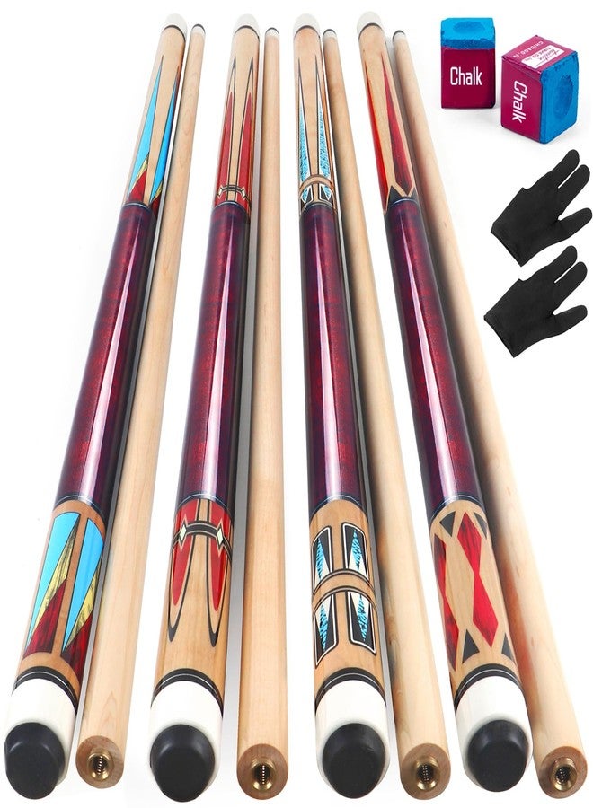 AKLOT Pool Cues | Set of 4 Pool Cue Sticks Made Canadian Maple Wood | Unique Design and Durable Cue Stick for Professional Billiard Players - Image 1
