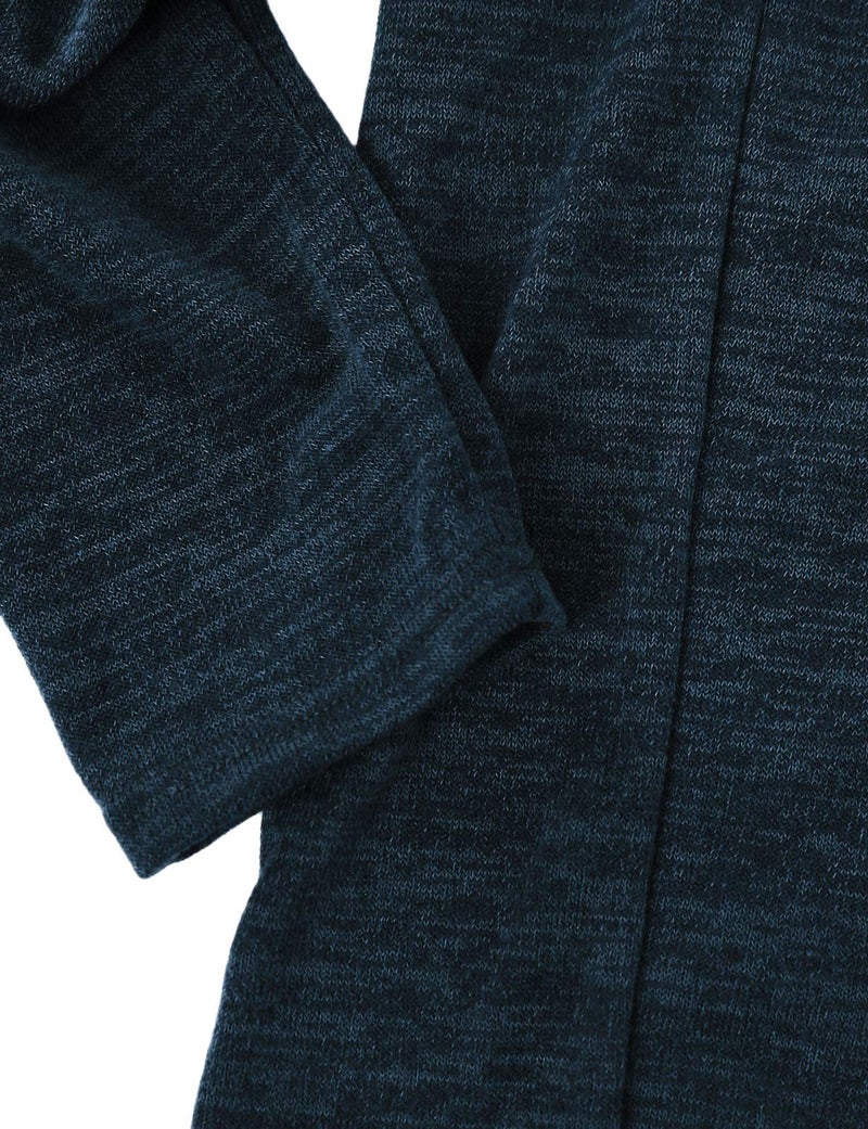 Ohoo Mens Long Sleeve Draped Lightweight Open Front Shawl Collar Longline Cardigan / DCC026-NAVY-XXL - Image 4