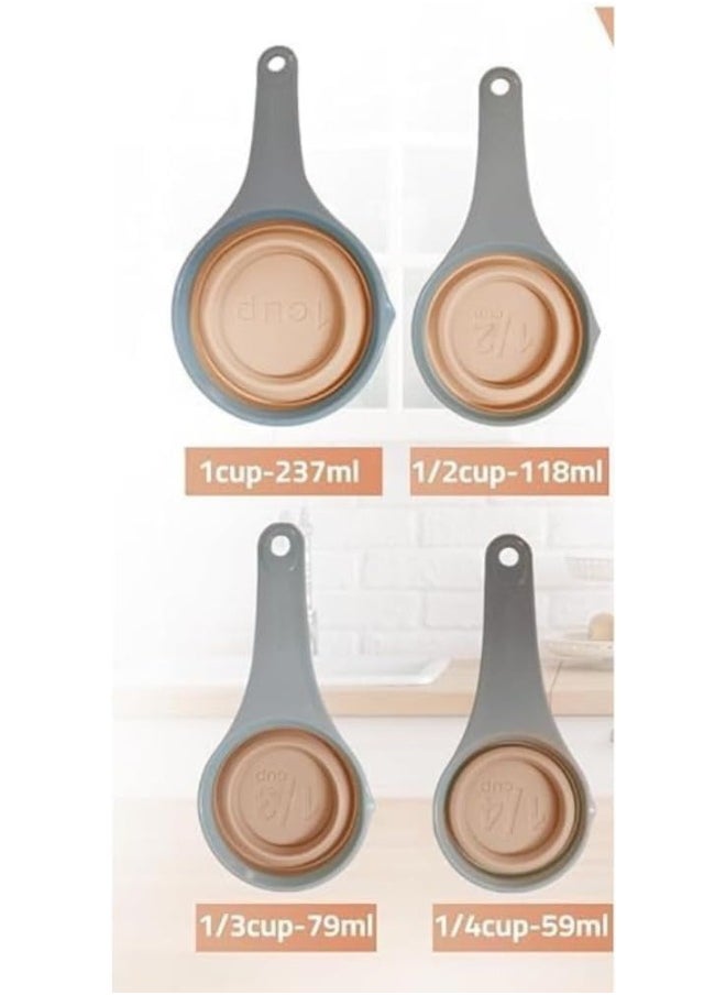 Generic - Set of 4 Measuring Cups, Collapsible Space-Saving Measuring Scales - Assorted Set Color, Dishwasher safe - Image 1