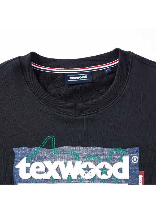 Texwood Apple Men's Hoodie Printed Long Sleeve Jacket Youth Casual Crewneck Black 2XL - Image 2