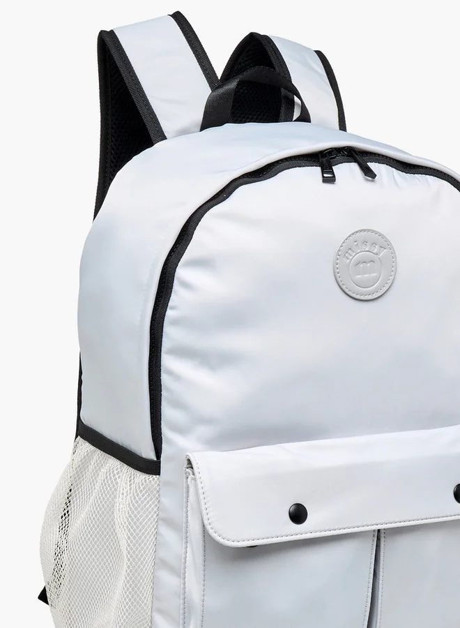 ميسي Solid Backpack with Adjustable Straps and Zip Closure - 12x30x41 cm