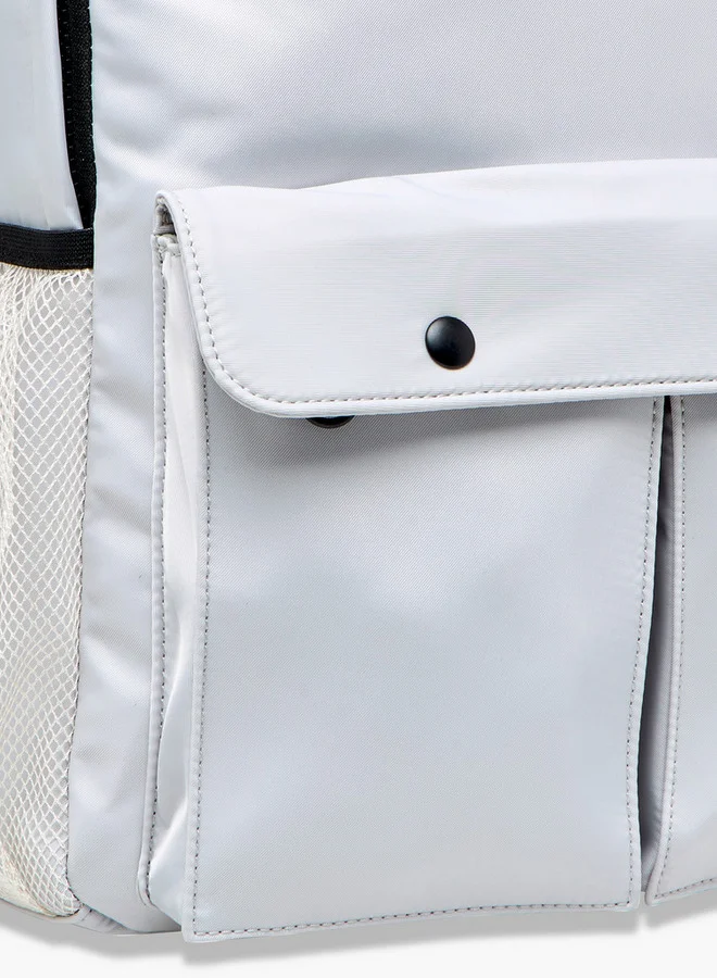 ميسي Solid Backpack with Adjustable Straps and Zip Closure - 12x30x41 cm