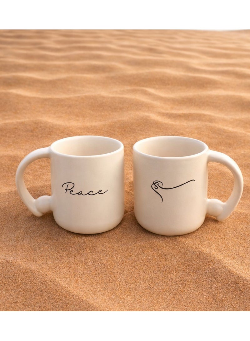 Tohfa Luxe Peace Calligraphic Ball Mug – Handcrafted Ceramic Mug with Arabic  English Calligraphy | Minimalist Loop Handle, 300ml