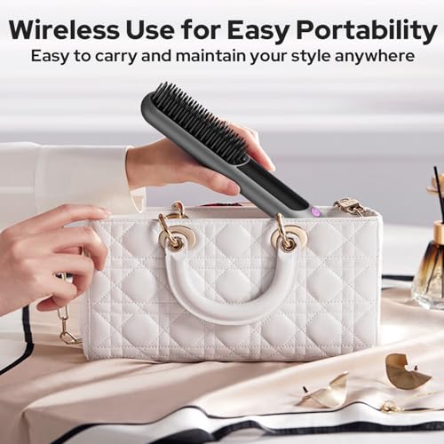 COSTAR Cordless Hair Straightener Brush - Portable Straightening Brush for Travel, Type-C Charging, Mini Hot Straightening Comb for Women & Men, Ceramic Coating, Lightweight for Touch-ups, Anti-Scald - Image 2