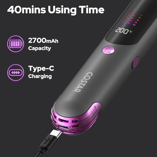 COSTAR Cordless Hair Straightener Brush - Portable Straightening Brush for Travel, Type-C Charging, Mini Hot Straightening Comb for Women & Men, Ceramic Coating, Lightweight for Touch-ups, Anti-Scald - Image 5