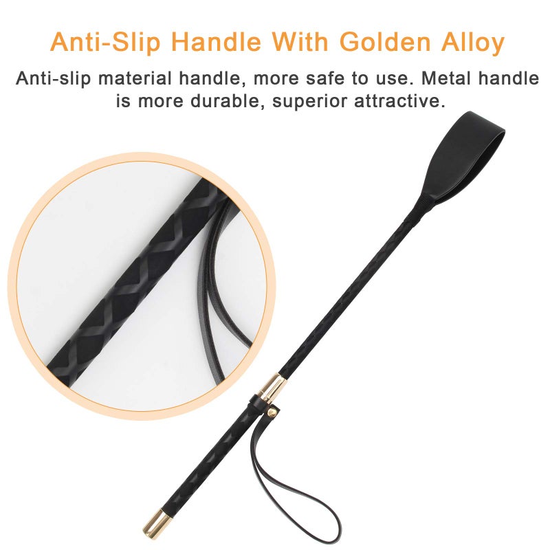 Coolrunner Riding Crop for Horse, 18 Inch Horse Whip with PU Leather Equestrianism Horse Crop Double Slapper Horse Whip Black Crops for Horses (Black) - Image 3
