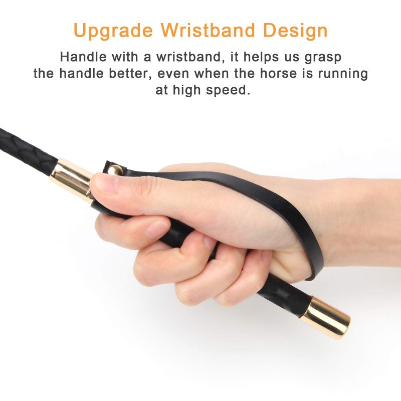 Coolrunner Riding Crop for Horse, 18 Inch Horse Whip with PU Leather Equestrianism Horse Crop Double Slapper Horse Whip Black Crops for Horses (Black) - Image 5