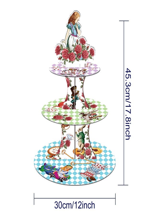 CC HOME Tea Party Cupcake Stand 3 Tier Floral Party Supplies Cake Stand for Birthday Decorations - Image 2