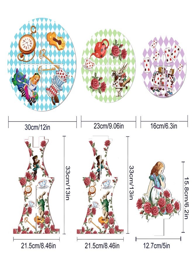 CC HOME Tea Party Cupcake Stand 3 Tier Floral Party Supplies Cake Stand for Birthday Decorations - Image 3