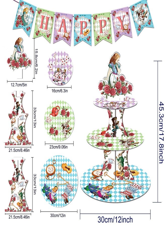 CC HOME Tea Party Cupcake Stand 3 Tier Floral Party Supplies Cake Stand for Birthday Decorations - Image 4