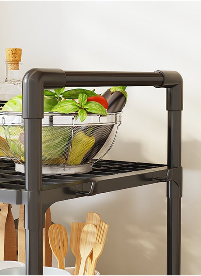 3 Tier Storage Shelves, Stable Kitchen Shelf Organizer, Storage Rack with Armrests, Removable Free Standing Rack with Hooks, Multipurpose Rack, Shelving Unit for Laundry Room,Living Room,Garage,Pantry,Study Room