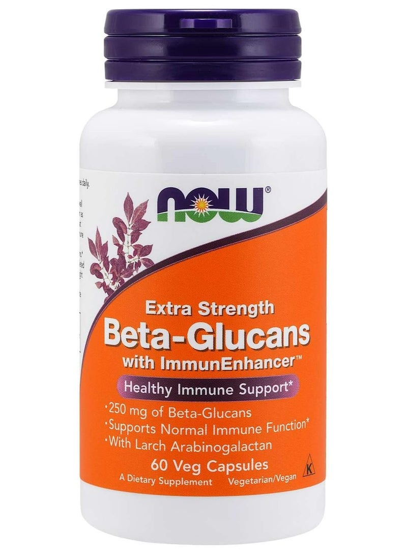 now Foods, Beta-Glucans, With Immunenhancer, Extra Strength, 250 Mg, 60 Veg Capsules