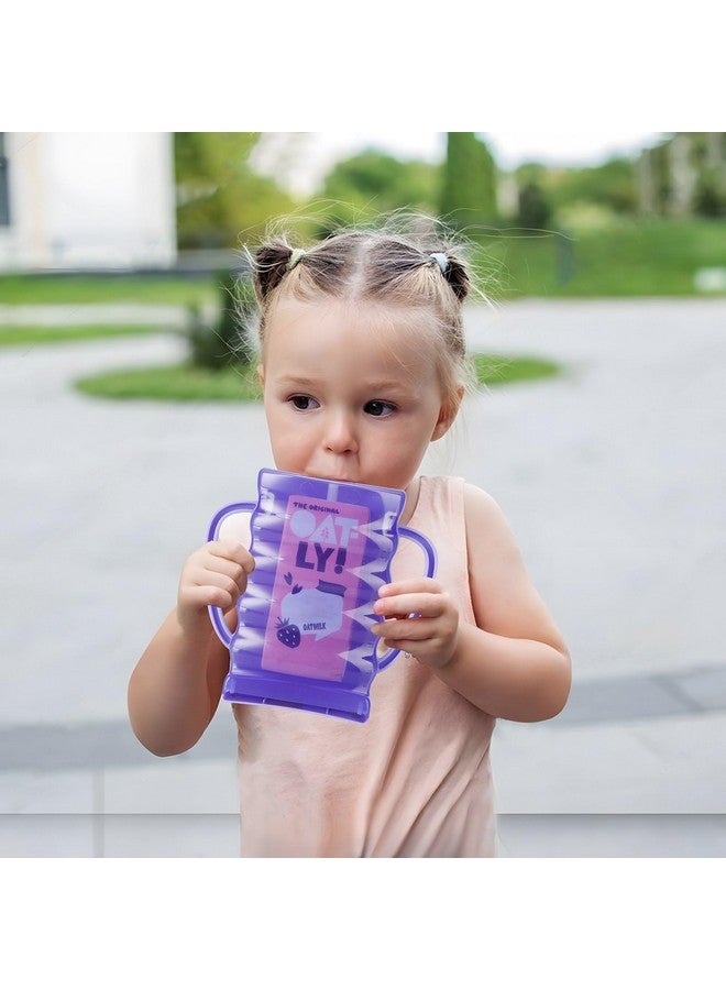 PandaEar PandaEar 2 Pack Squeeze Proof Food Pouch Holder for Toddlers, Baby Pouch Holder with Handle for Food Pouches and Drink Juice Boxes, Blue/Purple  - Image 4
