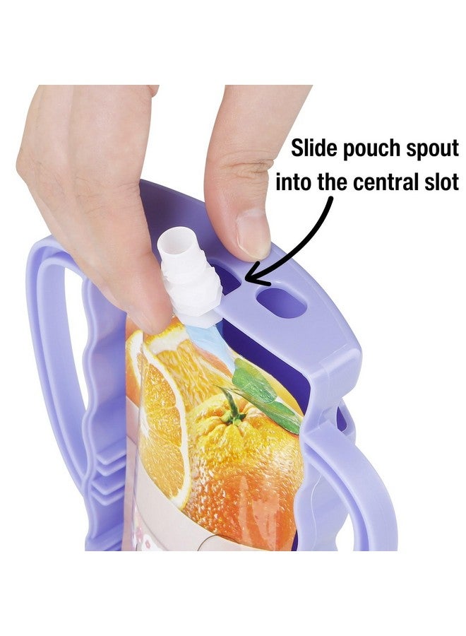 PandaEar PandaEar 2 Pack Squeeze Proof Food Pouch Holder for Toddlers, Baby Pouch Holder with Handle for Food Pouches and Drink Juice Boxes, Blue/Purple  - Image 2
