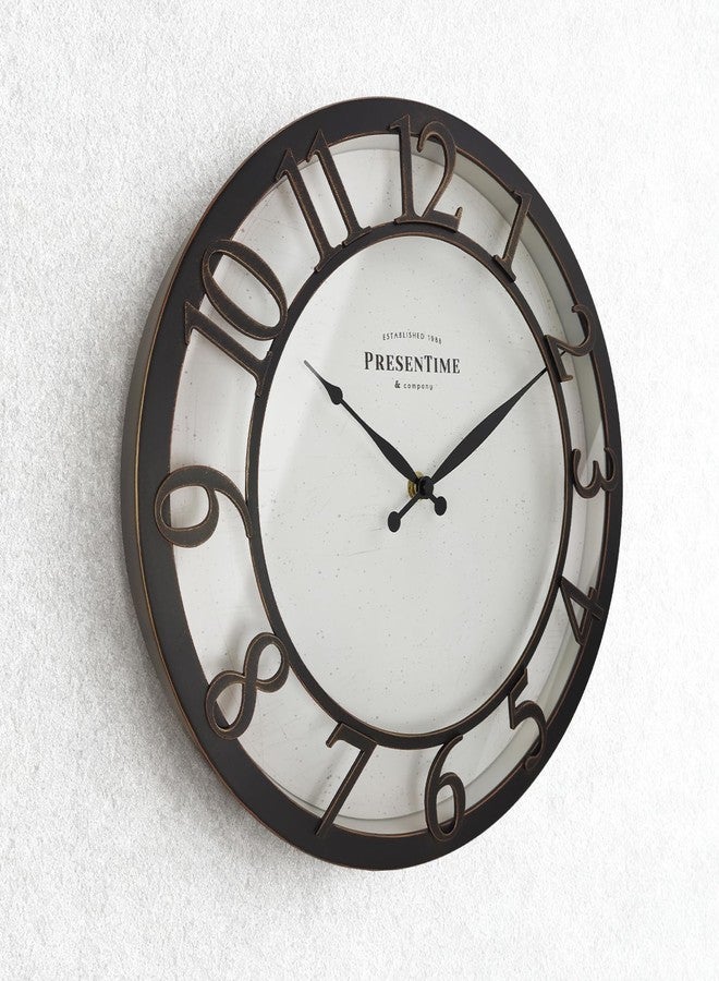 Presentime & Co 13" Farmhouse Series Wall Clock, Vintage Style, Retro Clock, Silent No Ticking, Raised 3D Arabic Numeral, Oil Rubbed Bronze Finish. - Image 3