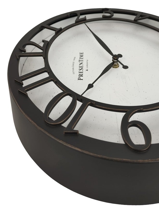 Presentime & Co 13" Farmhouse Series Wall Clock, Vintage Style, Retro Clock, Silent No Ticking, Raised 3D Arabic Numeral, Oil Rubbed Bronze Finish. - Image 4