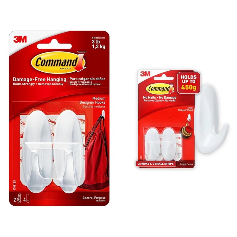 Command Command Plastic Medium Designer Wall Hooks Upto 13Kg Heavy Duty Hold Strongly Reusable Adhesive - Image 1