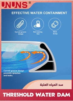 UNUNS Collapsible Shower Threshold Water Dam,78 In Self Adhesive Shower Edge Water Barrier Stopper,Shower Water Blocker Retention System,Dry And Wet Separation For Bathroom Kitchen Countertop Sink  - Image 2