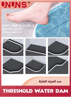 UNUNS Collapsible Shower Threshold Water Dam,78 In Self Adhesive Shower Edge Water Barrier Stopper,Shower Water Blocker Retention System,Dry And Wet Separation For Bathroom Kitchen Countertop Sink  - Image 5