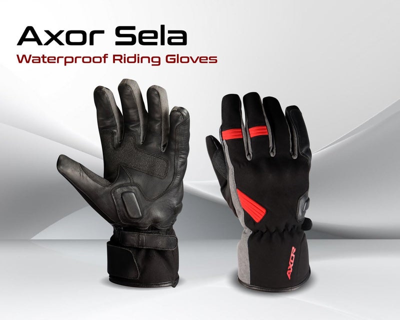 Axor Sela Waterproof Riding Gloves:Insulated/Touchscreen-Friendly/Full Gauntlet with PVC Knuckle Protection & Sport Touring Fit for All-Weather Performance-Black Grey-XL - Image 3