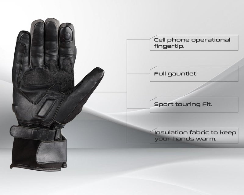 Axor Sela Waterproof Riding Gloves:Insulated/Touchscreen-Friendly/Full Gauntlet with PVC Knuckle Protection & Sport Touring Fit for All-Weather Performance-Black Grey-XL - Image 5