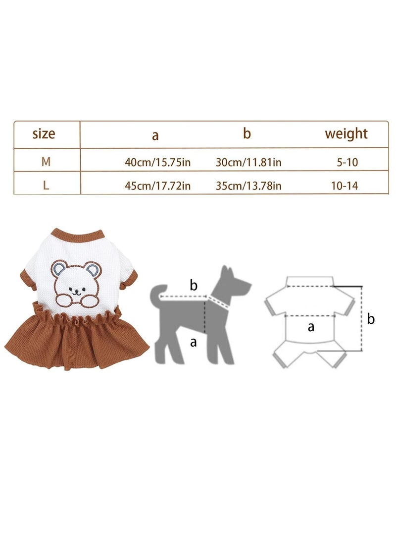 A.M Pet Cat Costume - Small Dog Medium Dog Clothes Cat Skirt T-Shirt - Pet Soft Vest Dress with Bear Pattern, Puppy Dress Chihuahua Yorkie T-Shirt Costume Bairong - Image 2