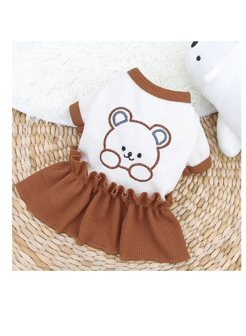 A.M Pet Cat Costume - Small Dog Medium Dog Clothes Cat Skirt T-Shirt - Pet Soft Vest Dress with Bear Pattern, Puppy Dress Chihuahua Yorkie T-Shirt Costume Bairong - Image 5