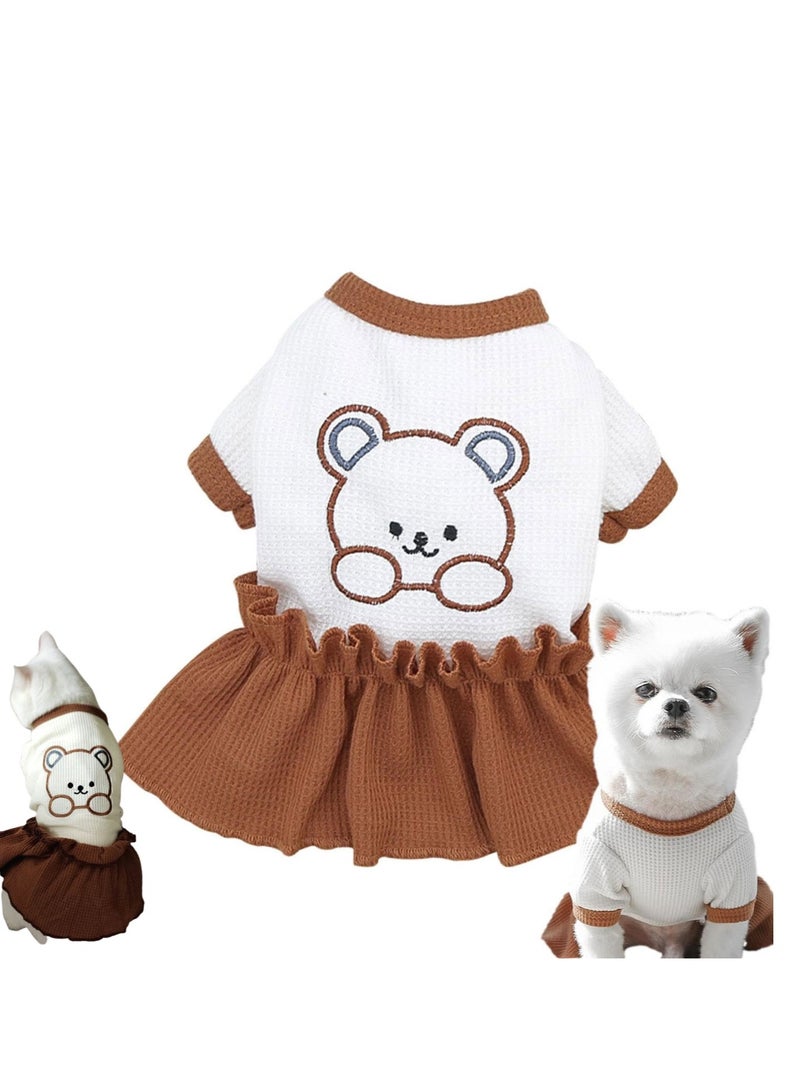 A.M Pet Cat Costume - Small Dog Medium Dog Clothes Cat Skirt T-Shirt - Pet Soft Vest Dress with Bear Pattern, Puppy Dress Chihuahua Yorkie T-Shirt Costume Bairong - Image 1