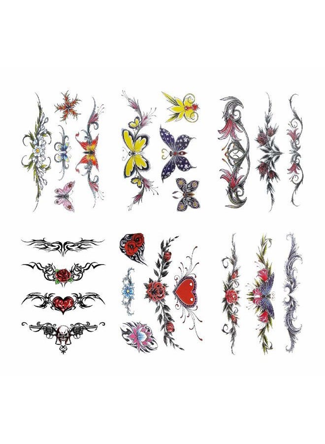 Pinone Flowers Butterfly Body Waist Waterproof Fake Temporary Tattoo Stickers Woman - Image 1