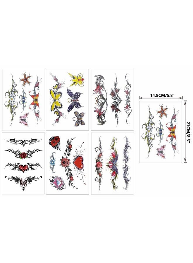 Pinone Flowers Butterfly Body Waist Waterproof Fake Temporary Tattoo Stickers Woman - Image 2