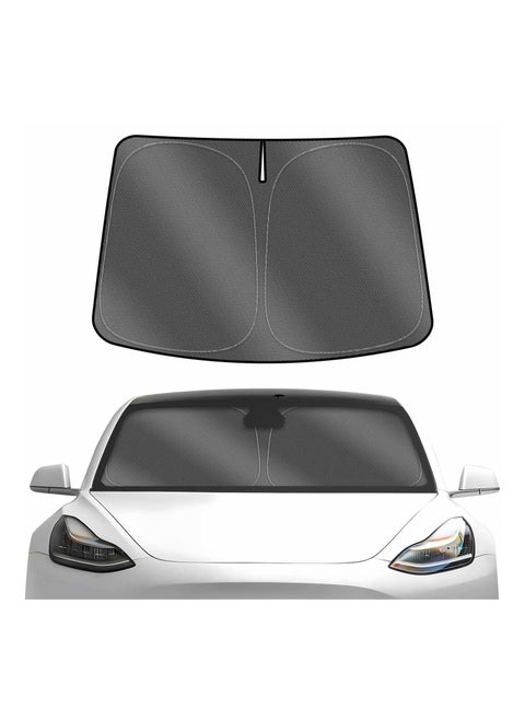 Sunshade for Tesla Model 3 2017-2023 Accessories, Windshield Sun Shade Thick 240T Reflective Polyester Front Window Cover Privacy Shield Foldable Car Visor Block Heat and Stay Cool