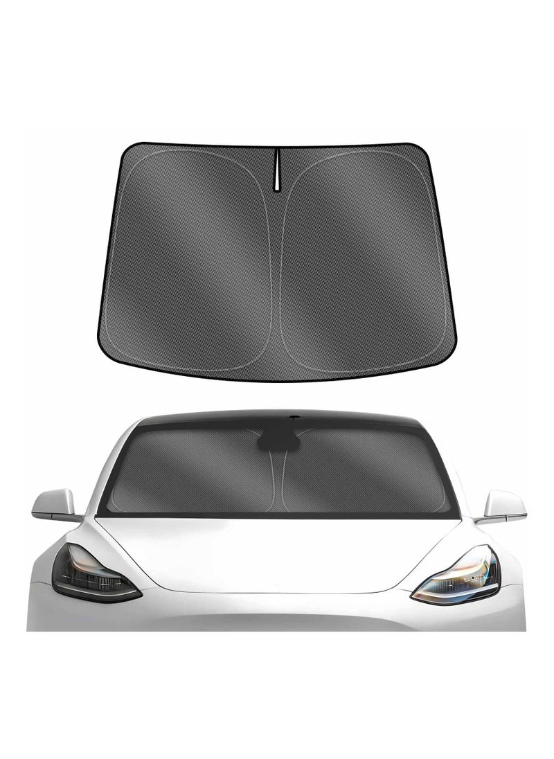 Y&D - Sunshade for Tesla Model 3 2017-2023 Accessories, Windshield Sun Shade Thick 240T Reflective Polyester Front Window Cover Privacy Shield Foldable Car Visor Block Heat and Stay Cool - Image 1