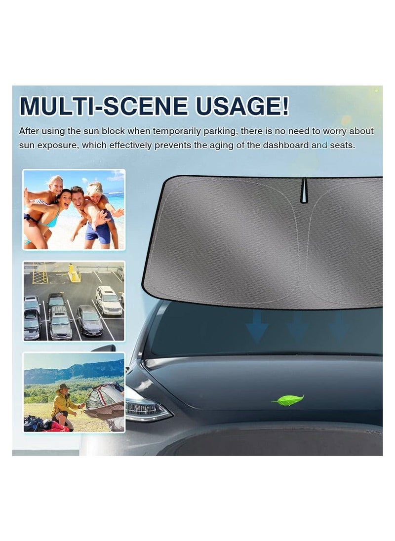 Y&D - Sunshade for Tesla Model 3 2017-2023 Accessories, Windshield Sun Shade Thick 240T Reflective Polyester Front Window Cover Privacy Shield Foldable Car Visor Block Heat and Stay Cool - Image 1