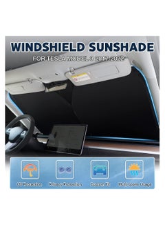 Y&D Sunshade for Tesla Model 3 2017-2023 Accessories, Windshield Sun Shade Thick 240T Reflective Polyester Front Window Cover Privacy Shield Foldable Car Visor Block Heat and Stay Cool  - Image 5