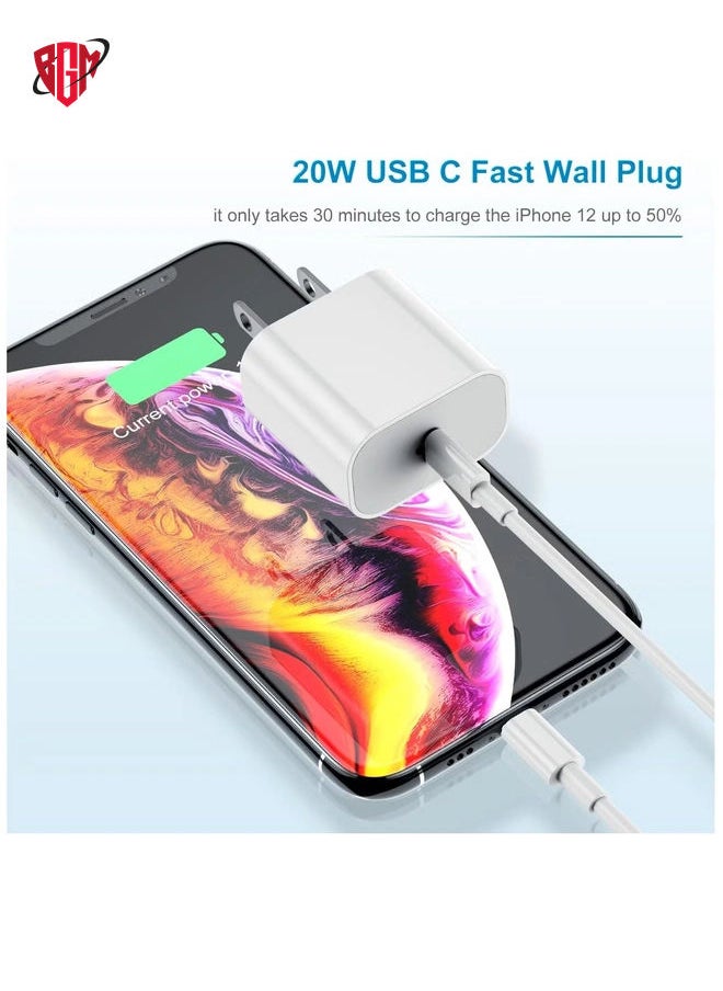 BGM - iPhone Charger Fast Charging 6ft CordApple MFi Certified‘ USB C to Lightning Cable with 20W Fast Charger Block for iPhone 14 Pro Max/13 Plus/12 Mini/11/iPad Pro/Air(2-Pack) - Image 1
