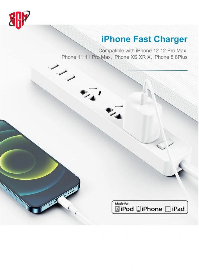 BGM - iPhone Charger Fast Charging 6ft CordApple MFi Certified‘ USB C to Lightning Cable with 20W Fast Charger Block for iPhone 14 Pro Max/13 Plus/12 Mini/11/iPad Pro/Air(2-Pack) - Image 1