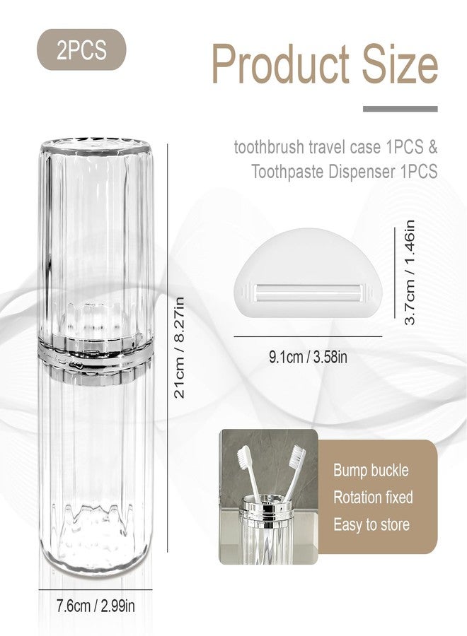 EQUNROY Toothbrush Travel Case Large Portable Travel Toothbrush Holder & Cup with Toothpaste Squeezer for School, Camping, Business Trip, Bathroom Organizer - Image 2