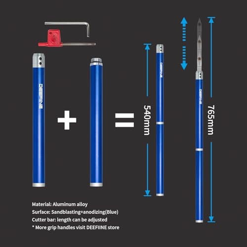 DEEFIINE Carbide Tip Wood Lathe Turning Tool Kit, Lathe Roughing and Finishing Hollow Tool Interchangeable Aluminum Alloy Handle with Diamond Round Square Carbide Inserts (Metal handle) - Image 5