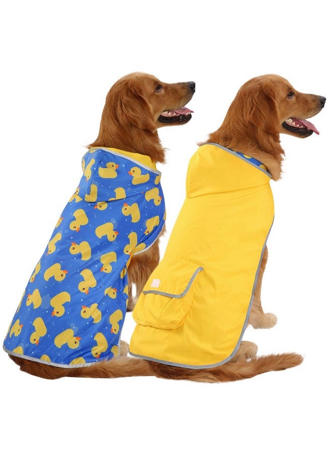 إتش دي إي معطف واق من المطر قابل للعكس للكلاب مع غطاء رأس واق من المطر للكلاب الصغيرة والمتوسطة والكبيرة، لون أصفر - Xxl - Image 1