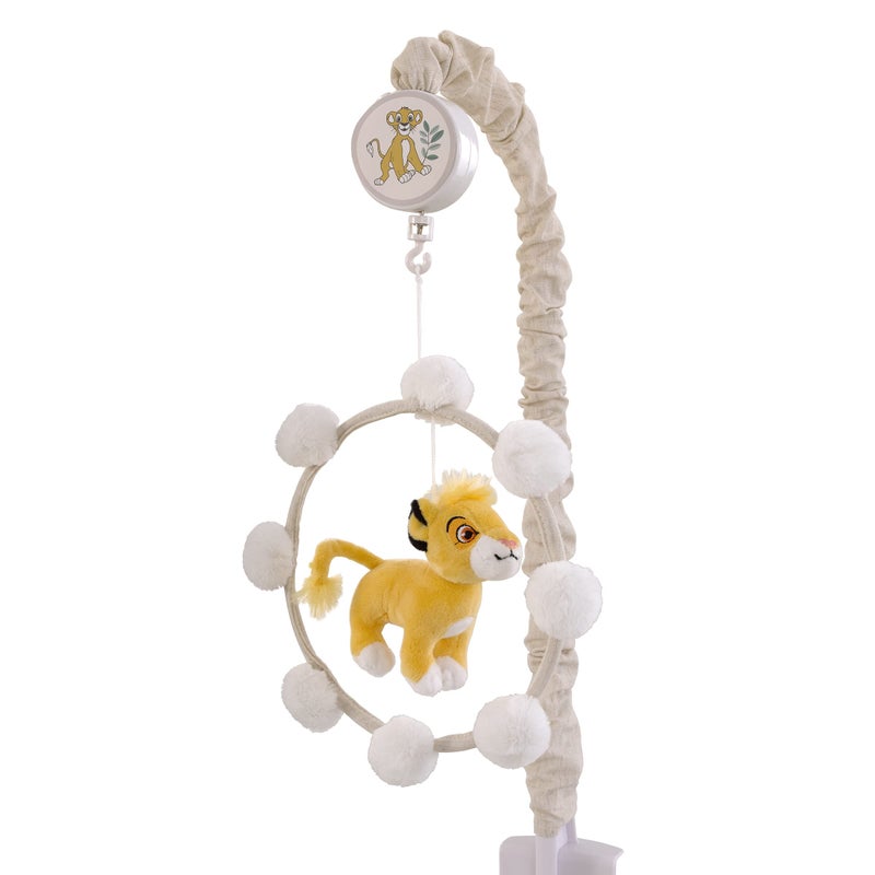 NoJo Disney Lion King White Taupe and Gold Plush Simba Future King Pom Pom Musical Mobile
