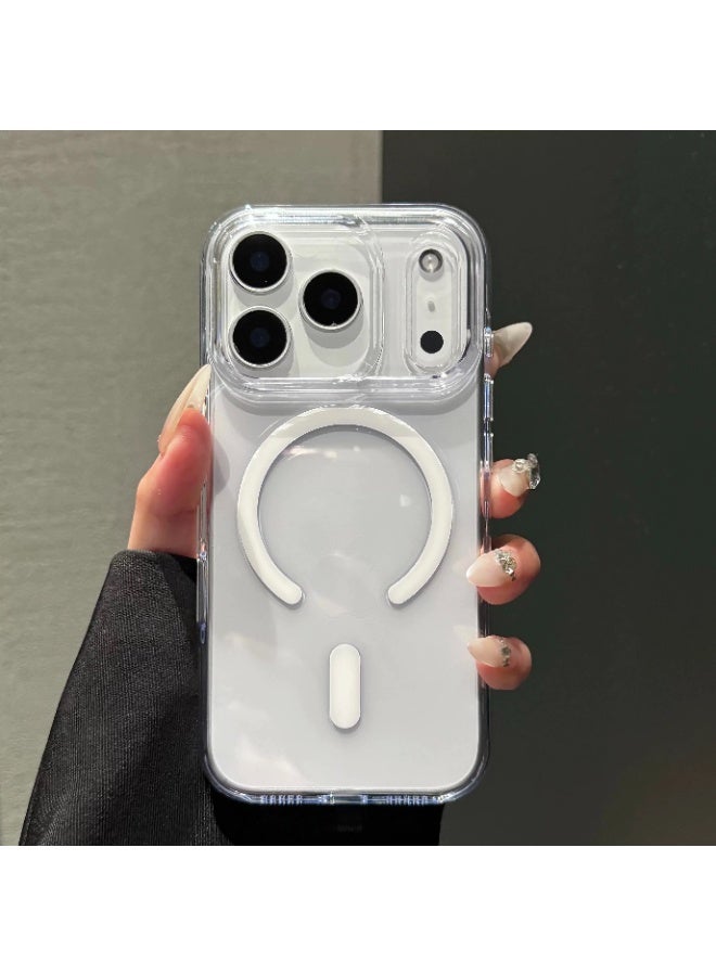 غطاء آيفون 17 برو ماكس مع زر كاميرا ذكي، غطاء مغناطيسي متين مقاوم للصدمات، شفاف بلوري مضاد للاصفرار مع حماية شاشة عالية الدقة (أبيض) - Image 5