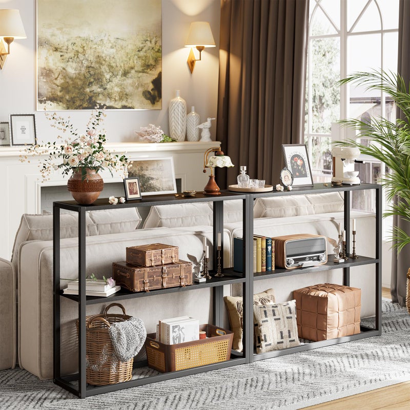 TIQLAB Small Entryway Table, 29.5" Narrow Console Table with Shelves, Sofa Table, Couch Table, Side Table, Entry Table for Hallway, Living Room, Small Space, Black - Image 5