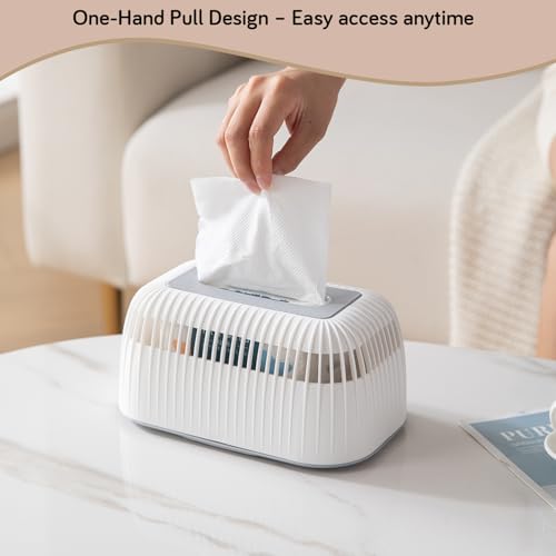 HOKIPO Stylish Plastic Tissue Paper Holder – Modern & Elegant Tissue Organizer for Home, Office, Car - White (AR-6084-WHT) - Image 2