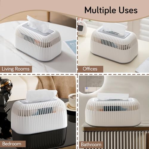 HOKIPO Stylish Plastic Tissue Paper Holder – Modern & Elegant Tissue Organizer for Home, Office, Car - White (AR-6084-WHT) - Image 3