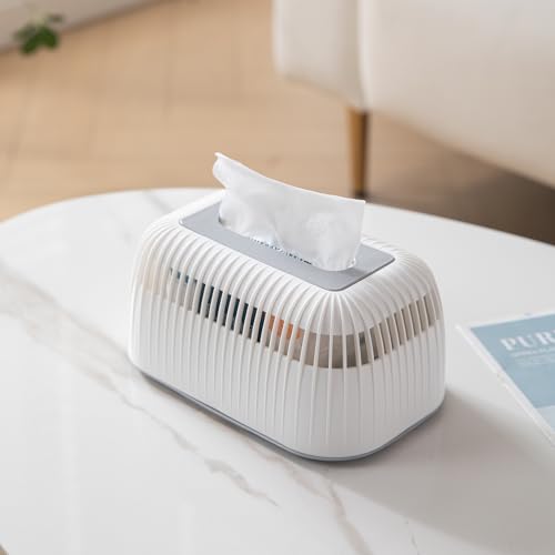 HOKIPO Stylish Plastic Tissue Paper Holder – Modern & Elegant Tissue Organizer for Home, Office, Car - White (AR-6084-WHT) - Image 1